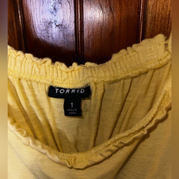 Torrid super soft slub yellow babydoll ruffle tank top size 1 or 1X - Picture 2 of 4